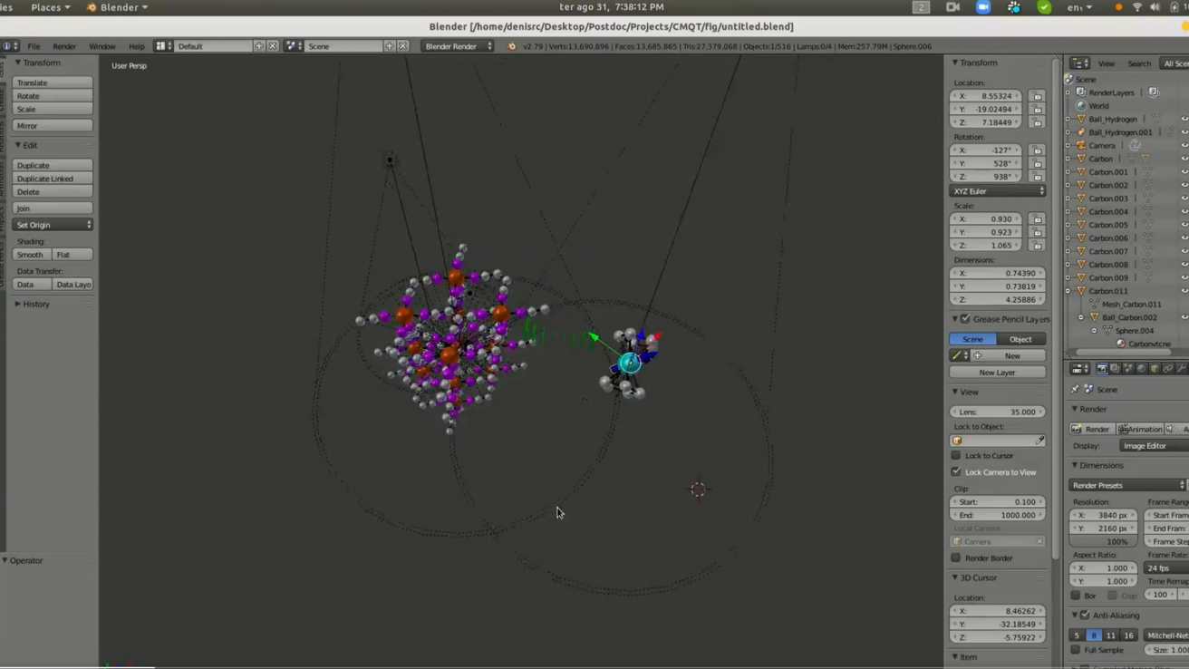 A snippet of video  modeling molecules at the atomic level I screenshotted from twitter
